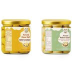 NiShru Almond Kesar Kulfi & Almond Rabadi Elaichi – Premium Chocolate-Coated Flavoured Almonds Sweet Snack Combo | Festive Dry Fruit Gift Pack | 150g × 2 (300g Total)