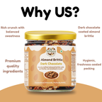 NiShru Almond Brittle Dark Chocolate Jar | Ideal Gift Hamper | Choco & Nut Dryfruit Delicacy | Crunchy Caramelised Almonds Britle | Any-time snack