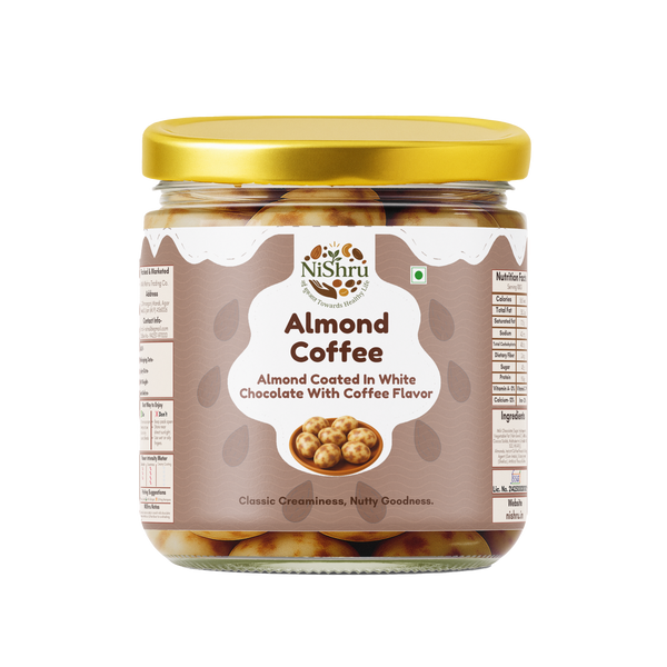 NISHRU Almond Coffee | Roasted Almonds Coated in White Chocolate | Crunchy, Aromatic & Gourmet Snack | Ideal for Gifting & Coffee Lovers
                  loading=