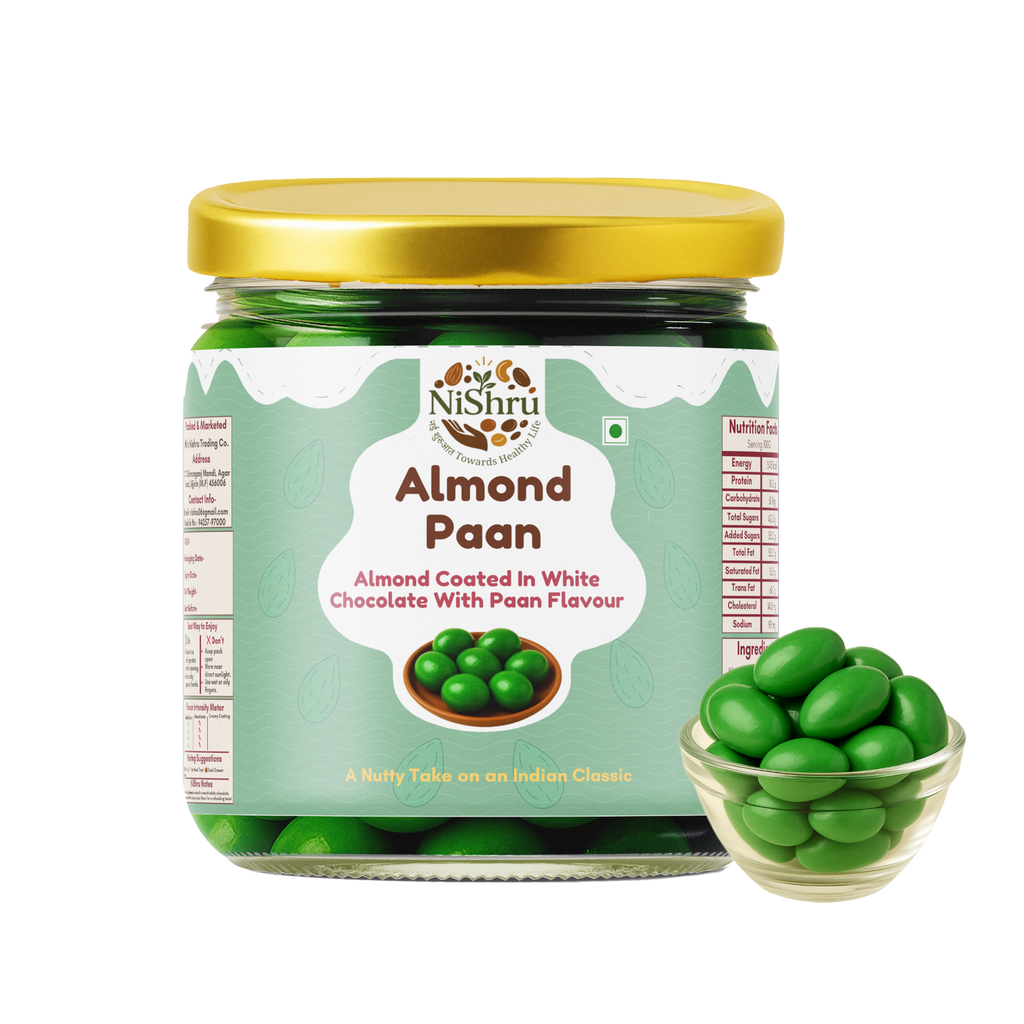 NiShru Almond Paan – Chocolate Coated Almonds with Meetha Paan Flavour | Sweet Mouth Freshener Nut Snack | Premium Festive Treat