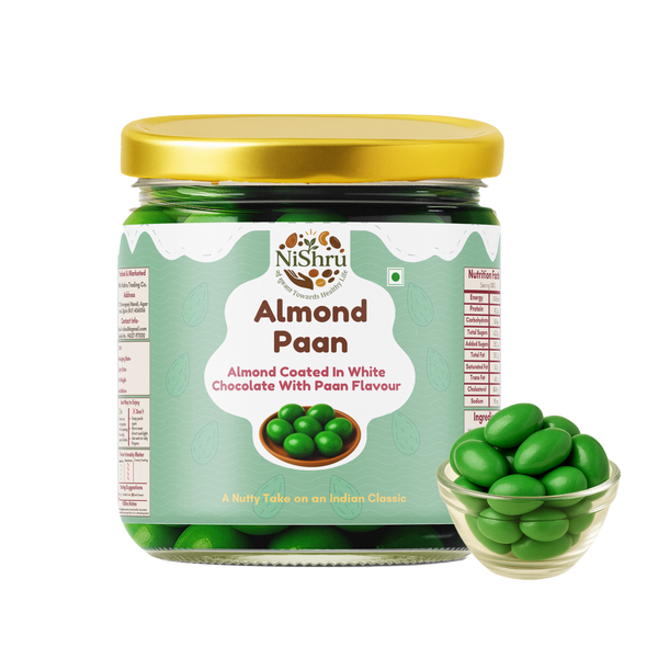 NiShru Almond Paan – Chocolate Coated Almonds with Meetha Paan Flavour | Sweet Mouth Freshener Nut Snack | Premium Festive Treat
                  loading=