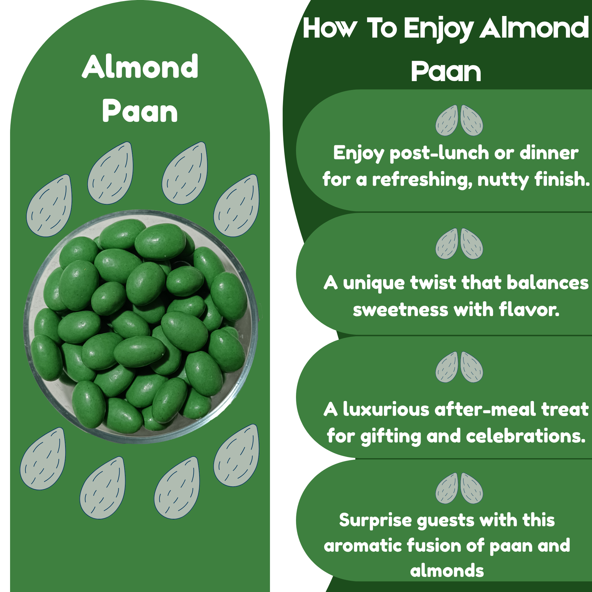 NiShru Almond Paan – Chocolate Coated Almonds with Meetha Paan Flavour | Sweet Mouth Freshener Nut Snack | Premium Festive Treat