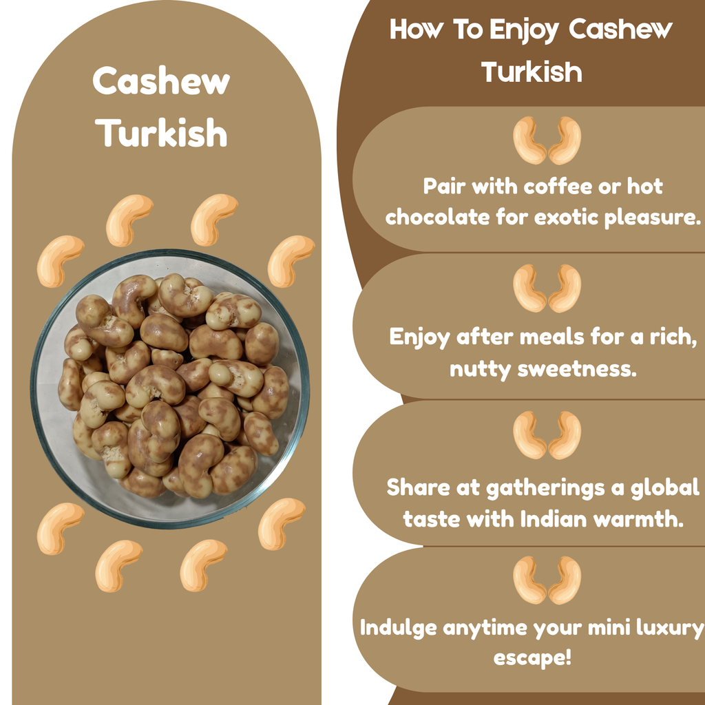 NiShru Cashew Turkish – Chocolate-Coated Premium Roasted Cashews | Exotic Turkish Flavour | Gourmet Crunchy Nut Snack