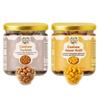 NiShru Cashew Kesar Kulfi & Cashew Turkish – Premium Chocolate-Coated Festive Cashew Sweet Snack Combo | Royal & Exotic Flavours Gift Pack | 150g × 2 (300g Total)