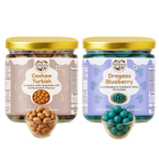 NiShru Cashew Turkish & Blueberry Dragees – Premium Chocolate-Coated Dry Fruit Sweet Snack Combo | Exotic Cashews & Fruity Almond Dragees Gift Pack | 150g × 2 (300g Total)