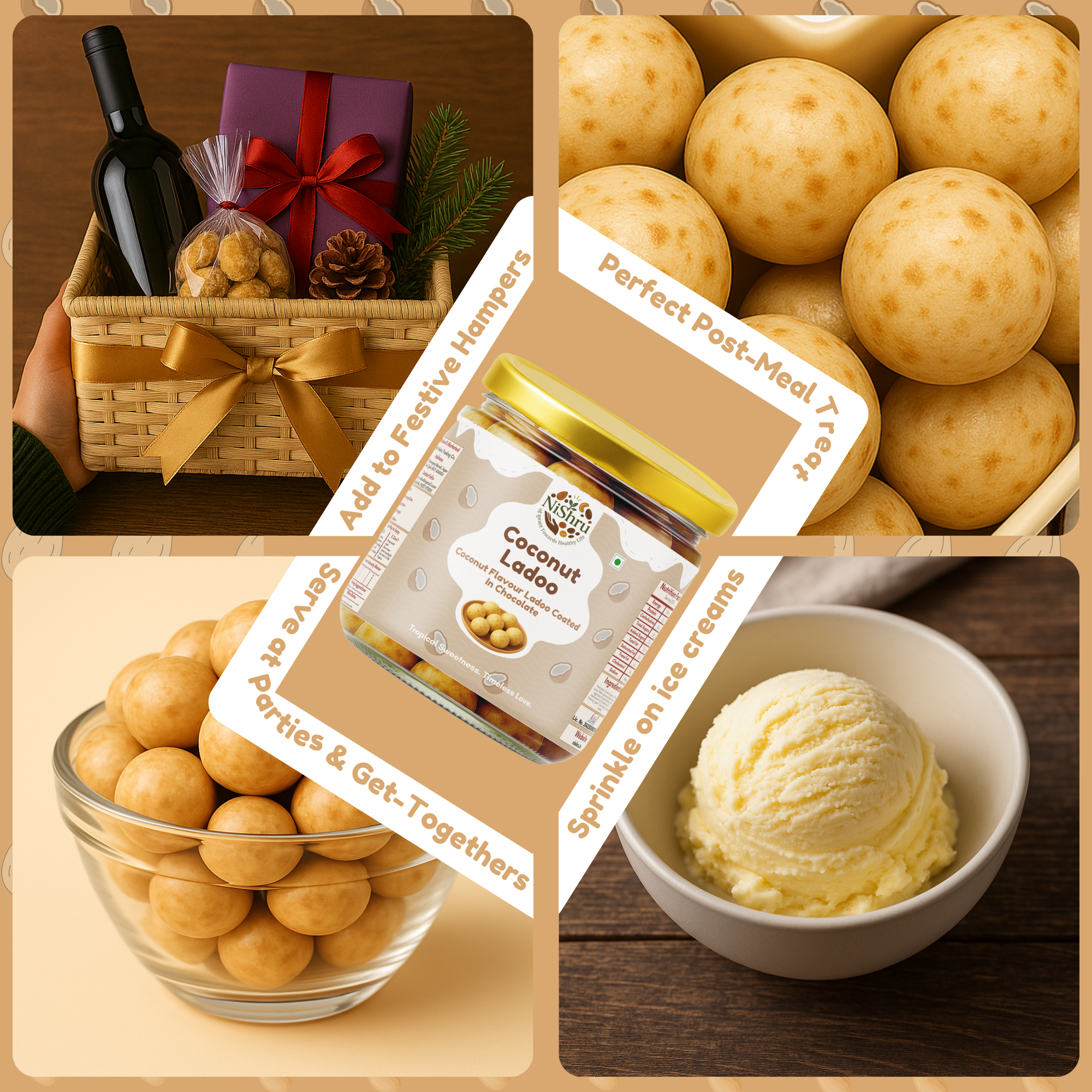 NiShru Coconut Ladoo – Premium Chocolate-Coated Coconut Balls | Rich Creamy Filling | Festive Sweet Snack