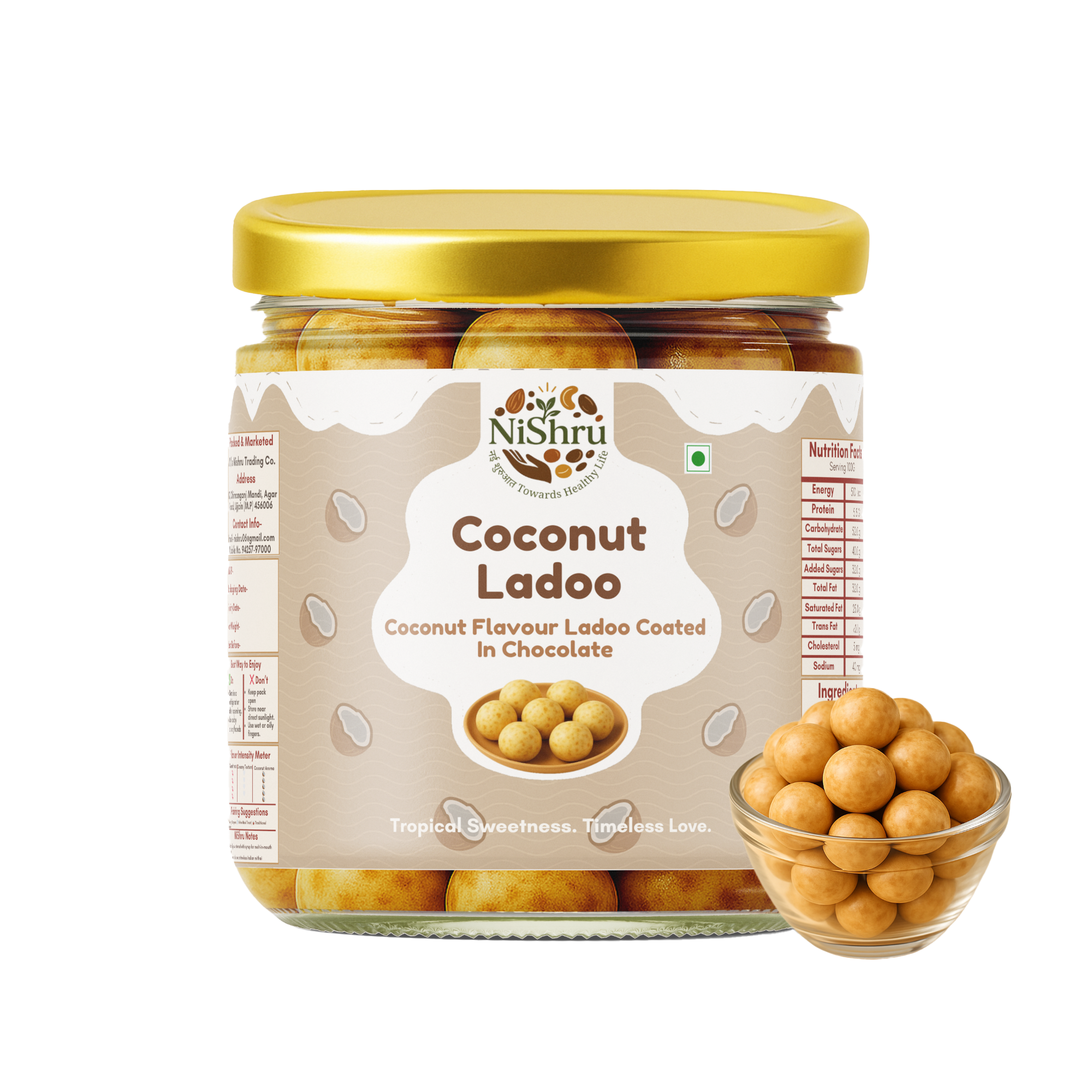 NiShru Coconut Ladoo – Premium Chocolate-Coated Coconut Balls | Rich Creamy Filling | Festive Sweet Snack