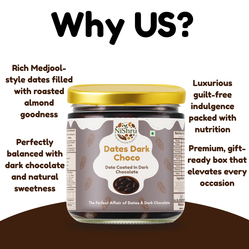NiShru Coconut Ladoo & Dark Chocolate Dates Filled with Almonds – Premium Festive Sweet Treat Combo | Coconut Filled Ladoo & Almond Stuffed Dates | 150g × 2 (300g Total)