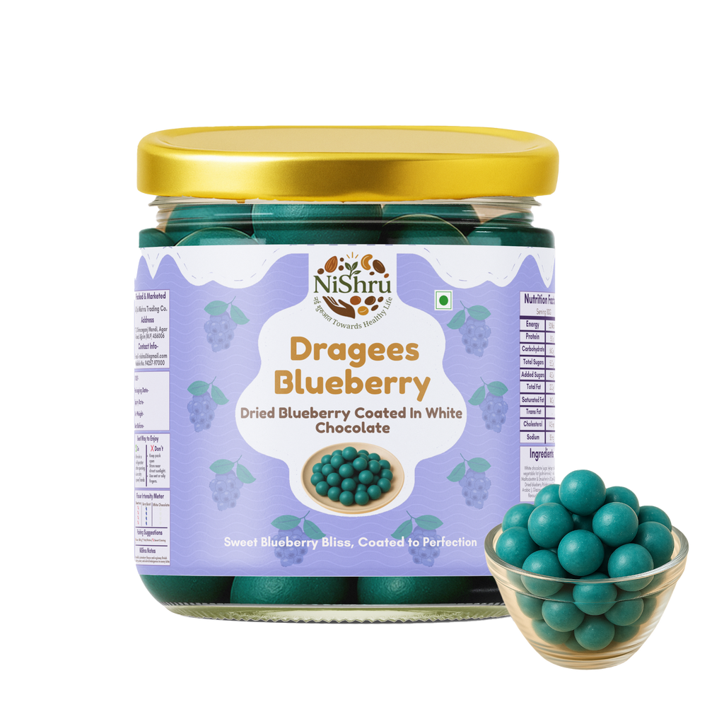 NiShru Dragees Blueberry – Chocolate Coated Blueberry Balls | Sweet Crunchy Dragee Snack | Premium Gift Treat
