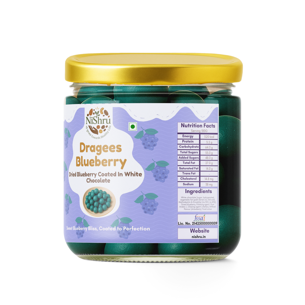 NiShru Dragees Blueberry – Chocolate Coated Blueberry Balls | Sweet Crunchy Dragee Snack | Premium Gift Treat