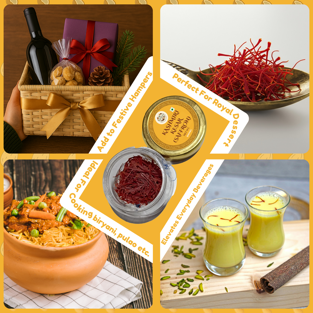 Nishru Pure Kashmiri Saffron | Grade-A Mongra Kesar Threads | Natural Kumkuma Puvvu for Pregnancy Milk, Pooja, Cooking, Biryani, Kahwa & Skin Care | Rich Aroma, Color & Flavor