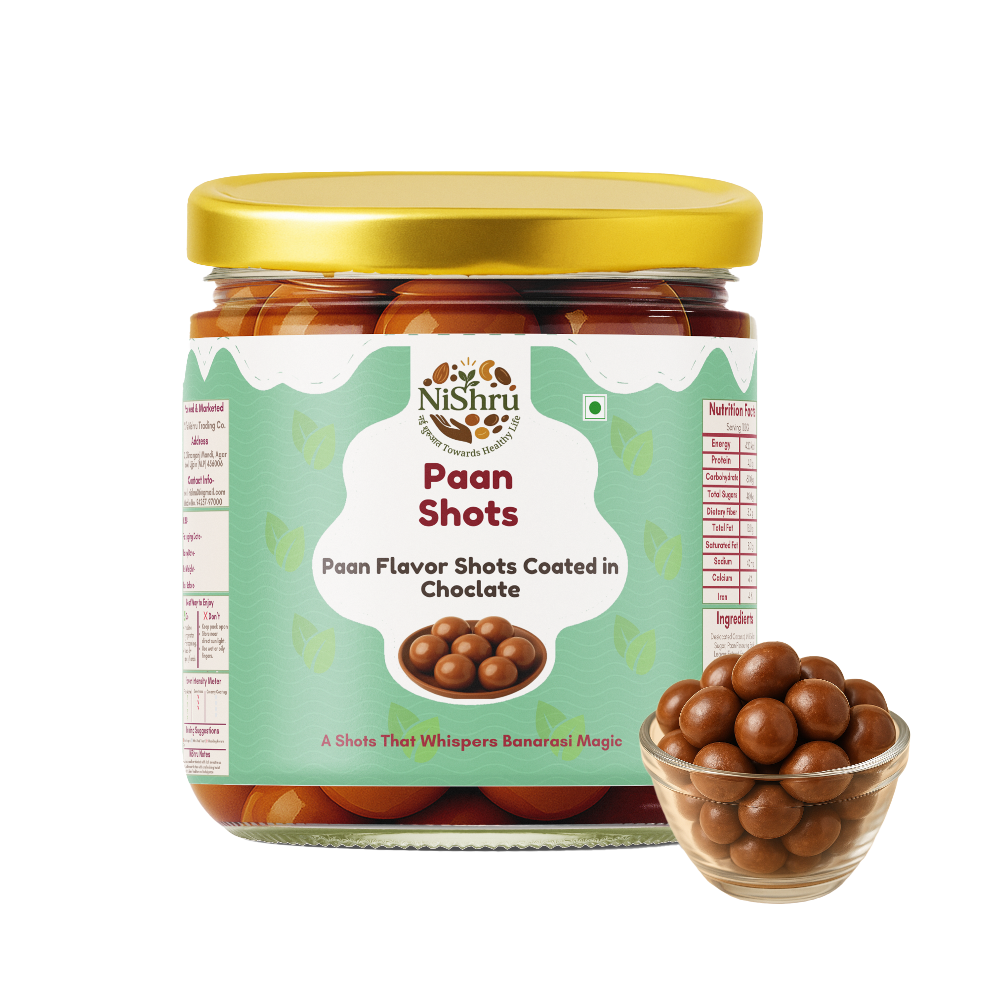 NiShru Paan Shots – Instant Paan Candy Balls | Sweet Mouth Freshener & Mukhwas | Gulkand & Saunf Flavour