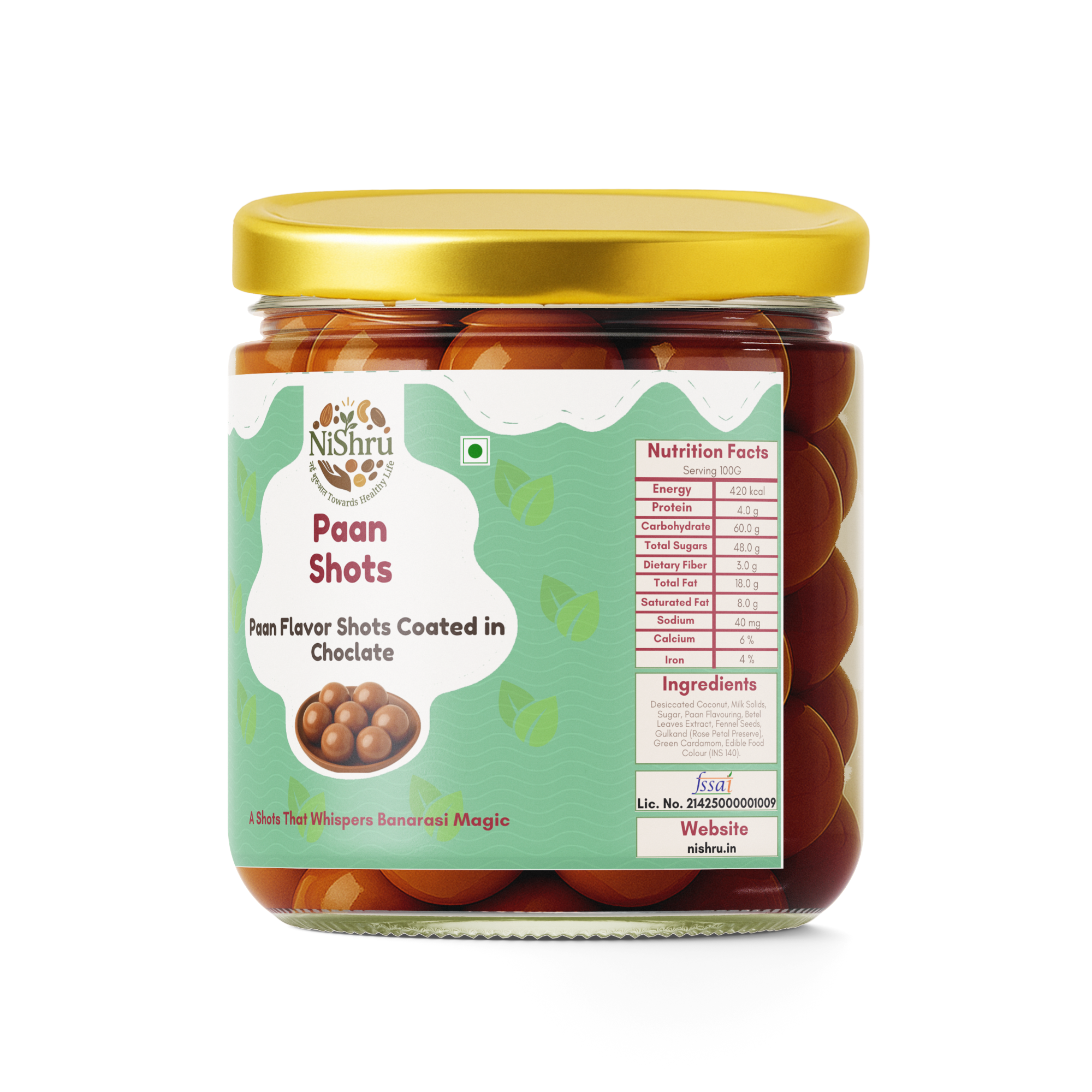 NiShru Paan Shots – Instant Paan Candy Balls | Sweet Mouth Freshener & Mukhwas | Gulkand & Saunf Flavour