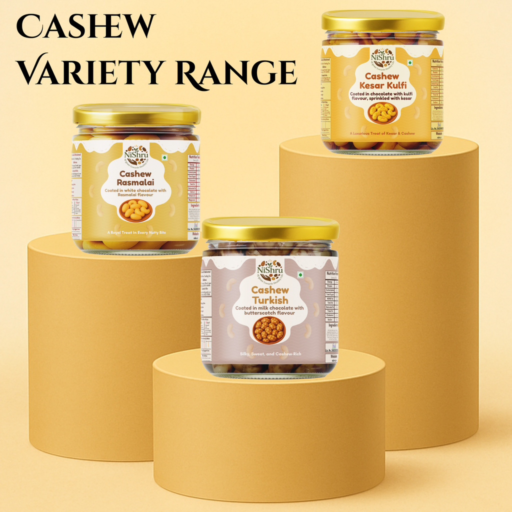 NiShru Cashew Turkish – Chocolate-Coated Premium Roasted Cashews | Exotic Turkish Flavour | Gourmet Crunchy Nut Snack